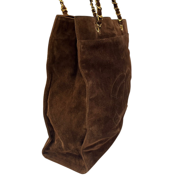 Chanel Brown Suede Shoulder Tote