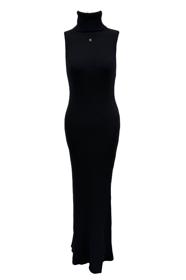 Chanel Black Ribbed Maxi Dress