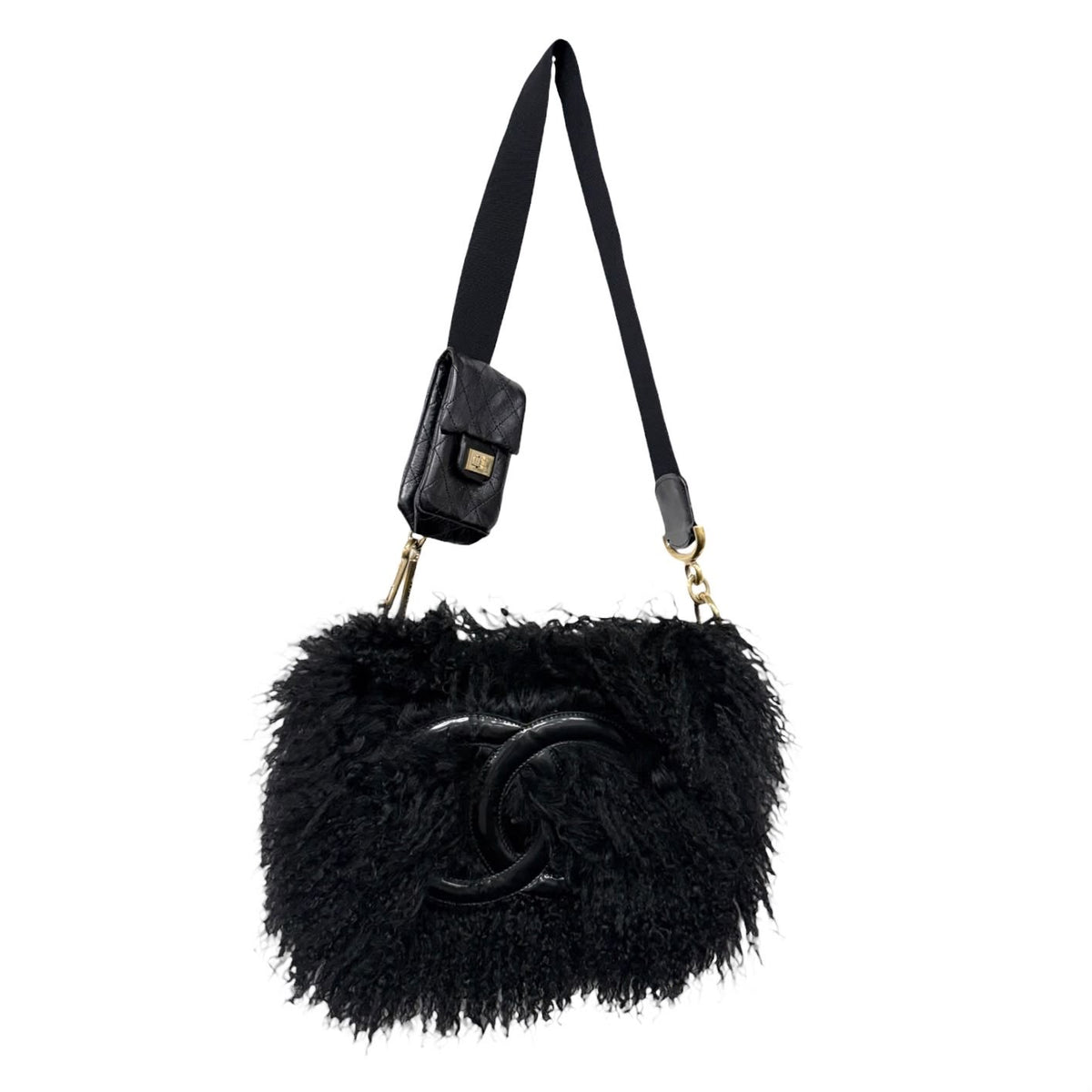 Chanel Black Mongolian Fur Shoulder Bag
