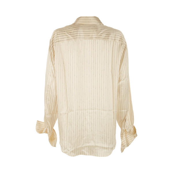 Chanel Ivory Silk Logo Button Down