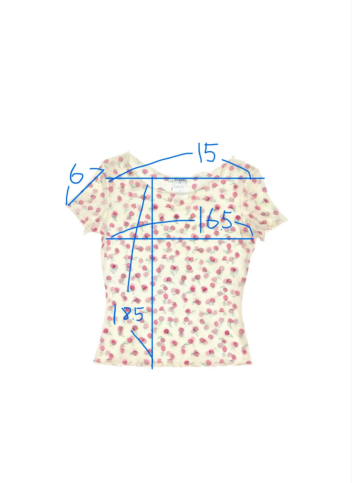 Chanel Cherry Logo Mesh Top