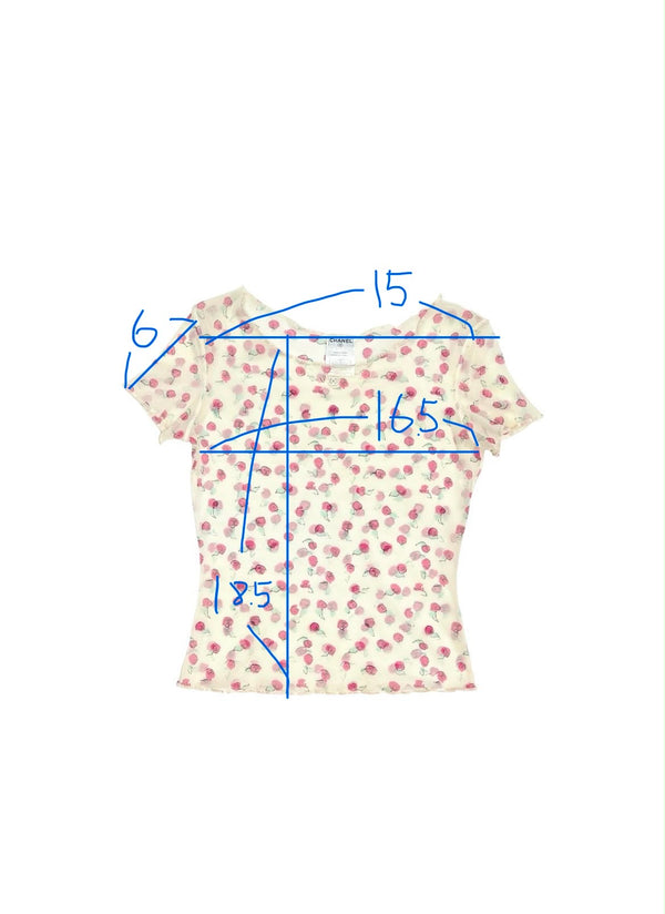Chanel Cherry Logo Mesh Top