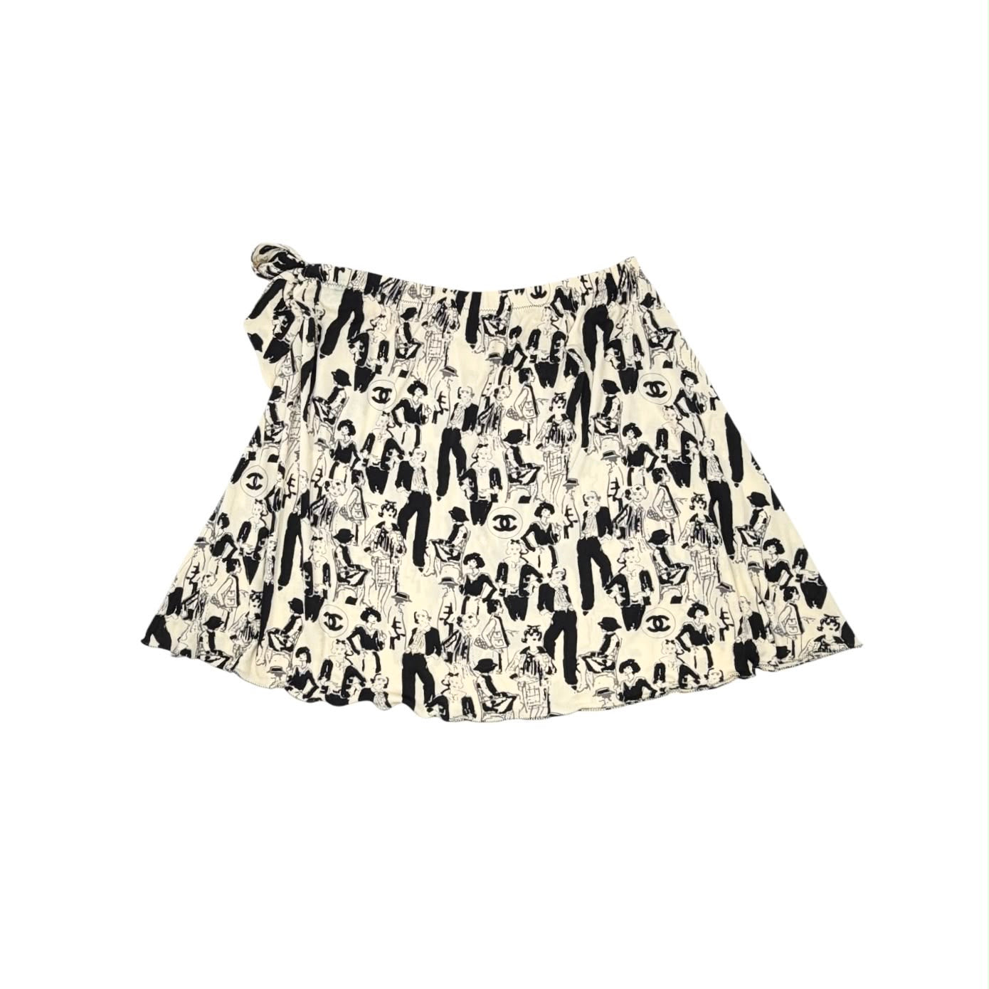 Chanel Mademoiselle Print Silk Skirt