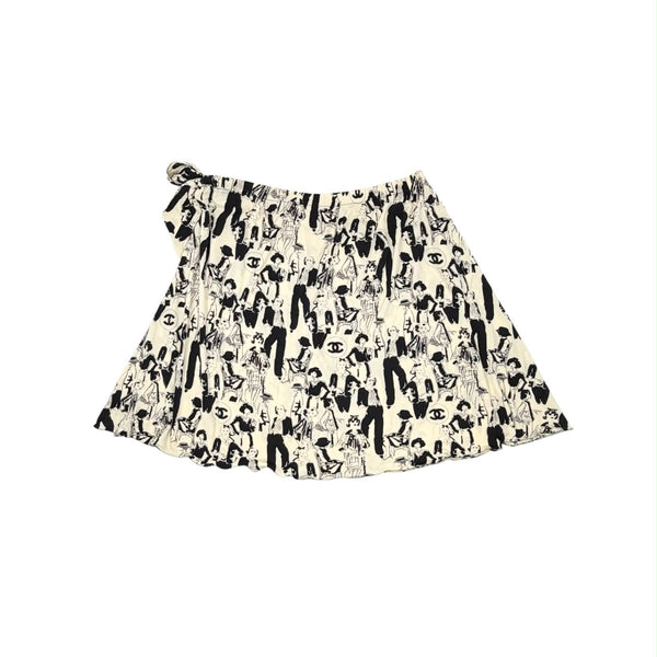 Chanel Mademoiselle Print Silk Skirt