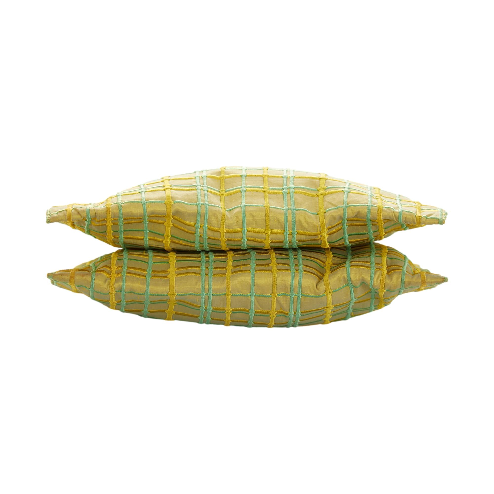 Bottega Veneta Green Plaid Silk Bag