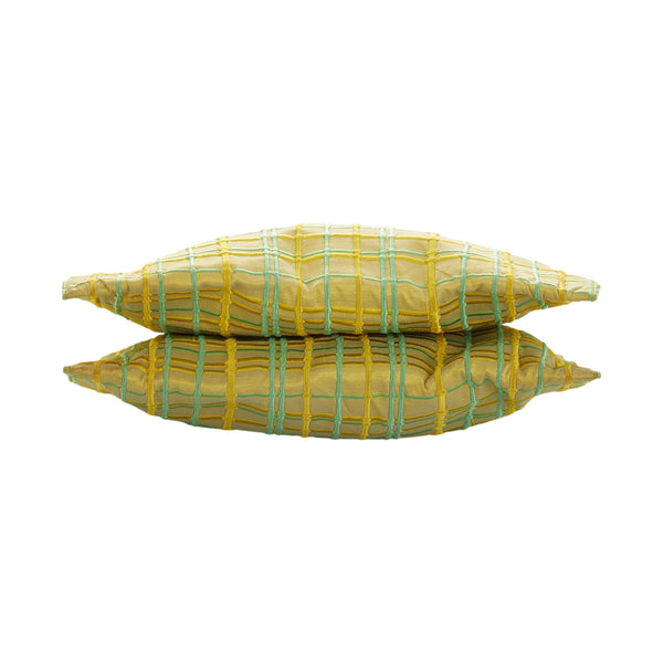 Bottega Veneta Green Plaid Silk Bag