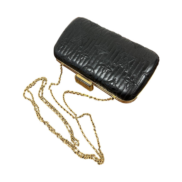 Louis Vuitton Black Leather Chain Clutch
