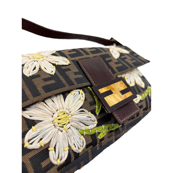 Fendi Logo Floral Baguette