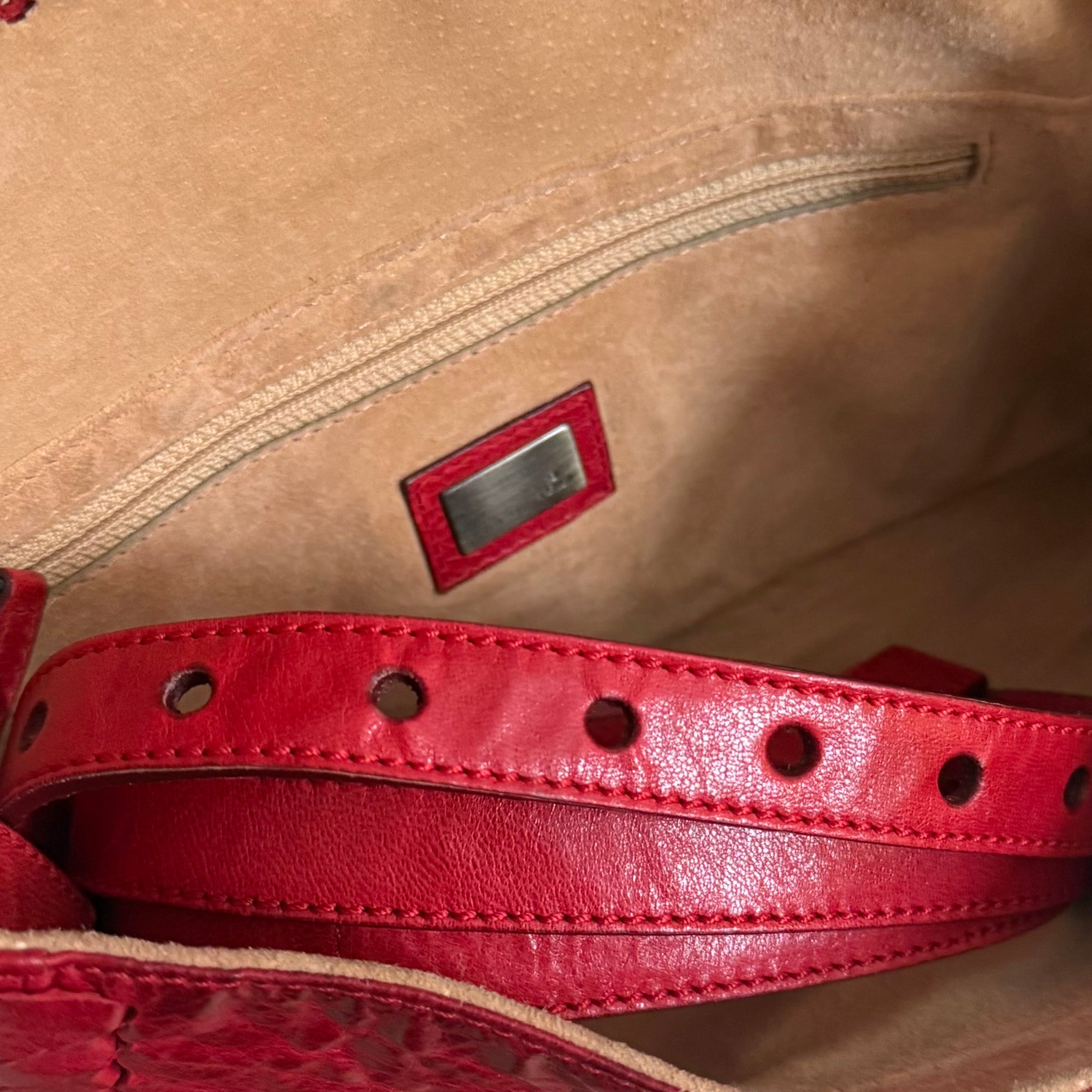 Fendi Red Stitched 2way Baguette