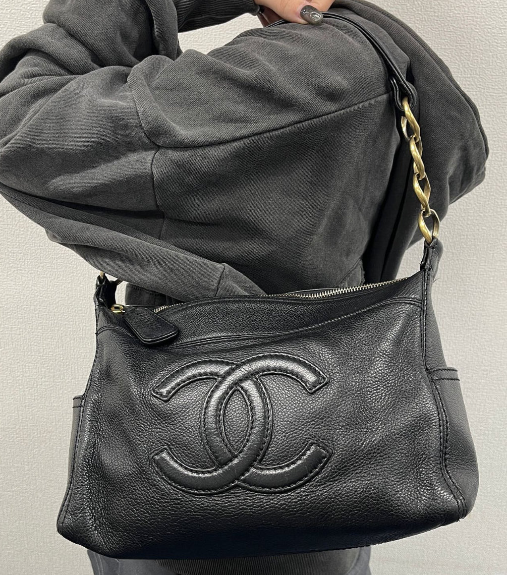 Chanel Black Caviar Chain Shoulder Bag