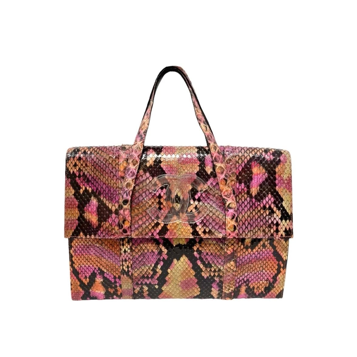 Chanel Python Logo Top Handle Bag