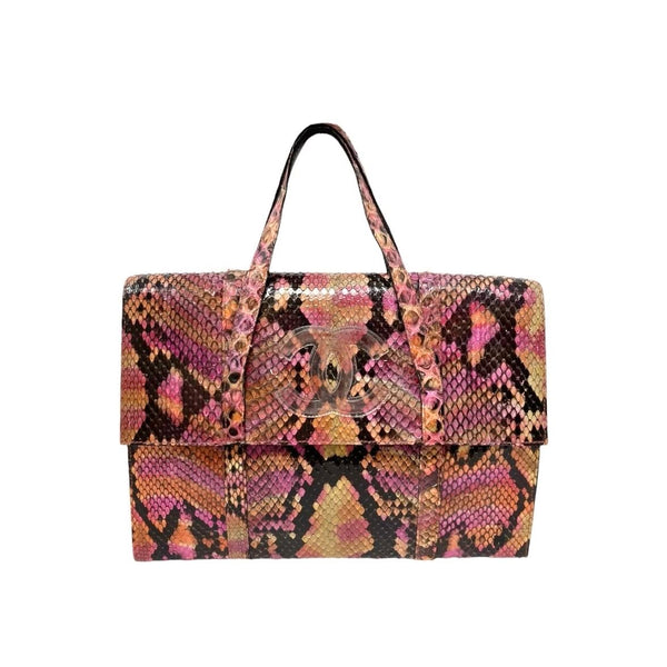 Chanel Python Logo Top Handle Bag