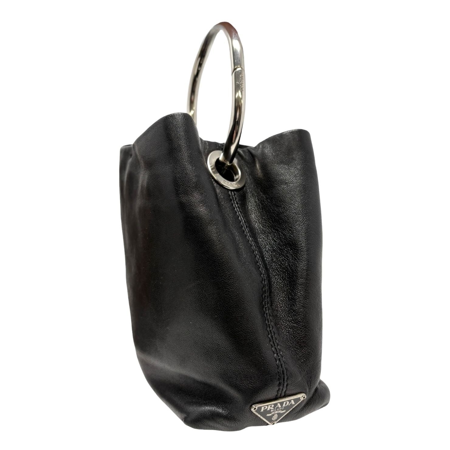Prada Black Leather Mini Ring Bag