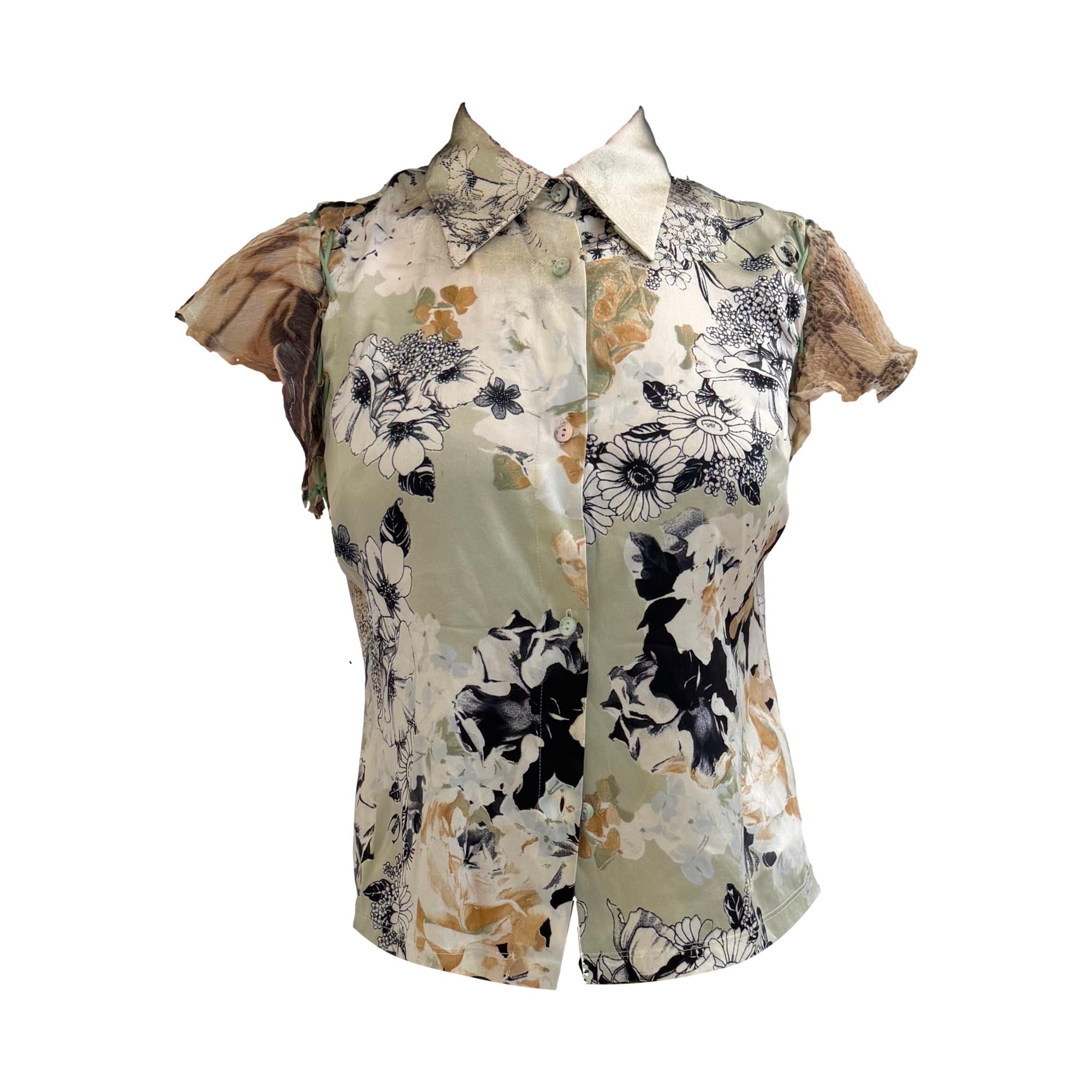 Roberto Cavalli Floral Short Sleeve Top