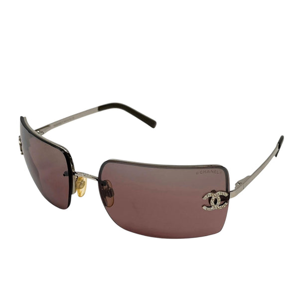 Chanel Purple Rhinestone Rimless Sunglasses