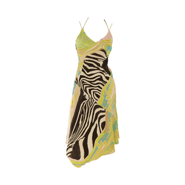 Roberto Cavalli Silk Zebra Multicolor Dress