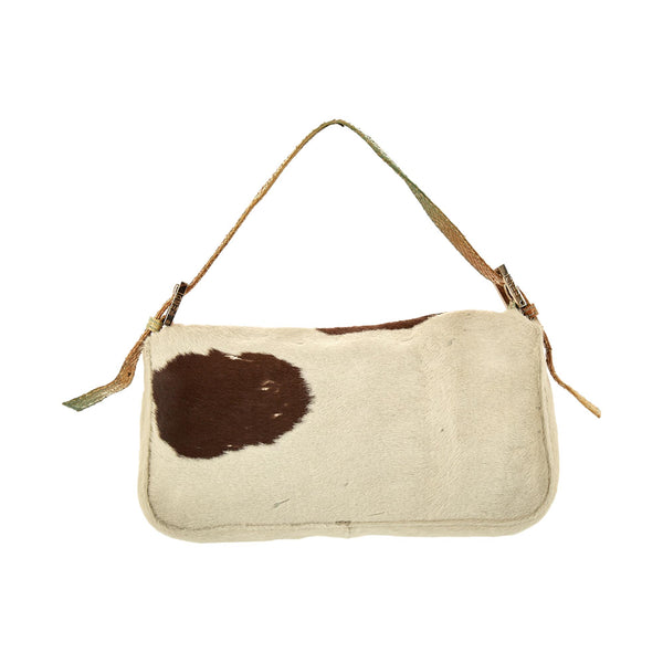 Fendi White Cow Print Baguette