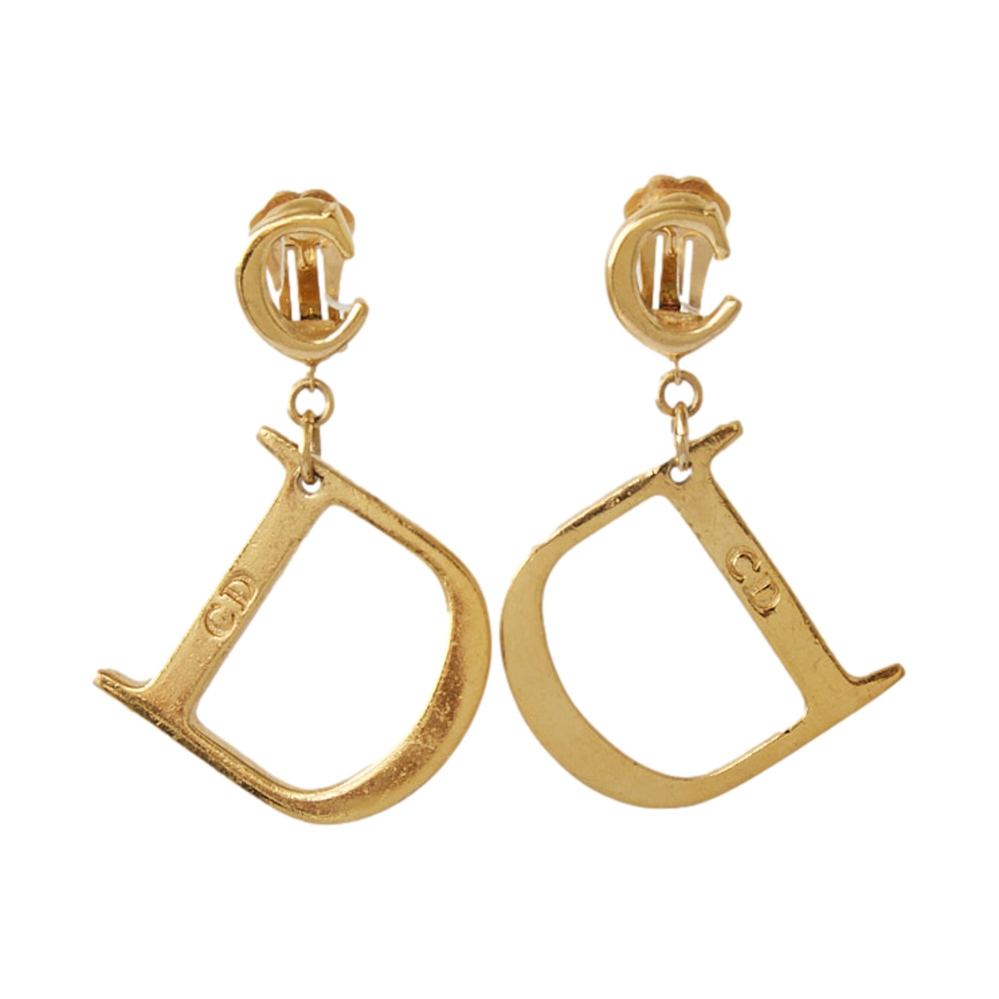 Dior  Gold 'CD' Logo Jumbo Earrings