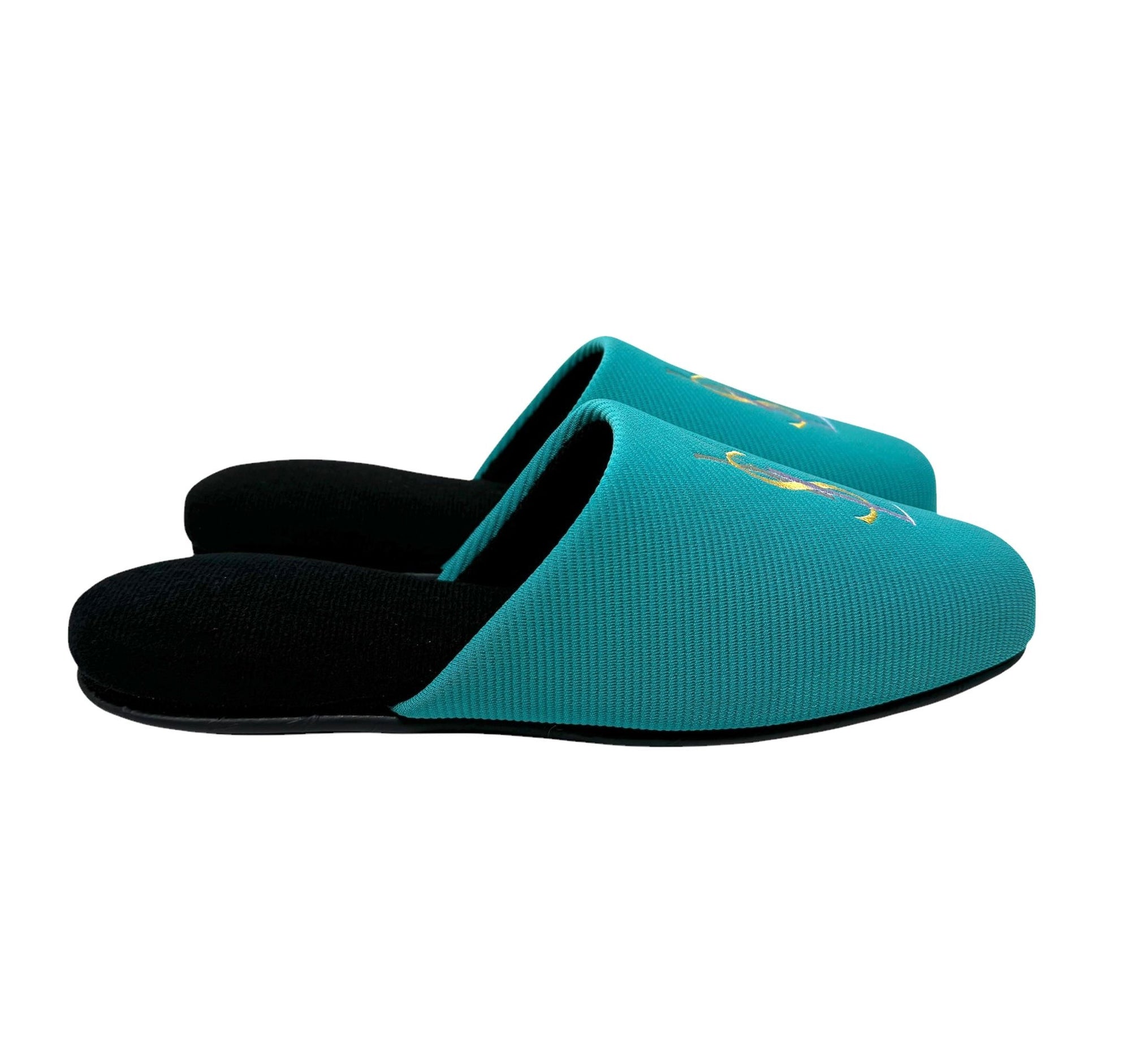 YSL Turquoise Logo Slippers