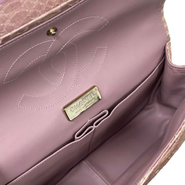 Chanel Pink Python Jumbo Double Flap Bag