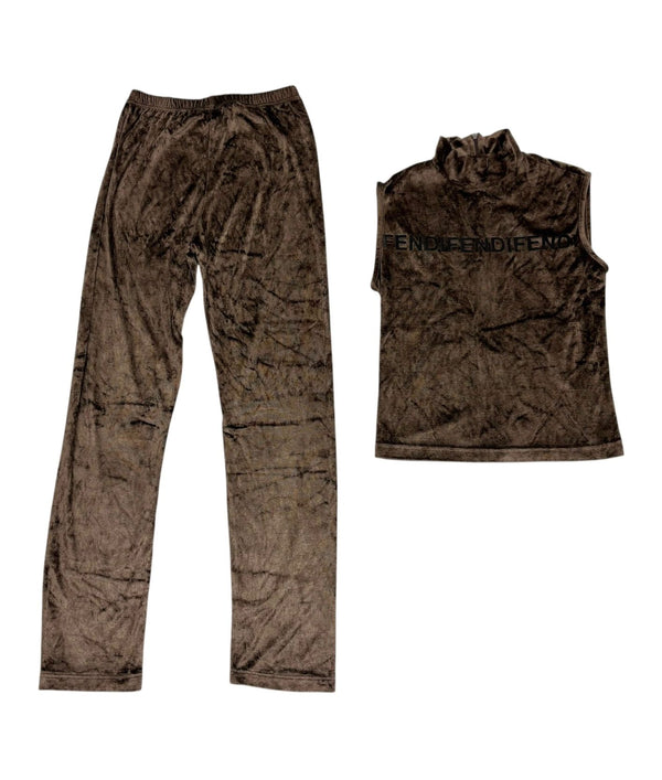 Fendi Brown Velour Logo Set