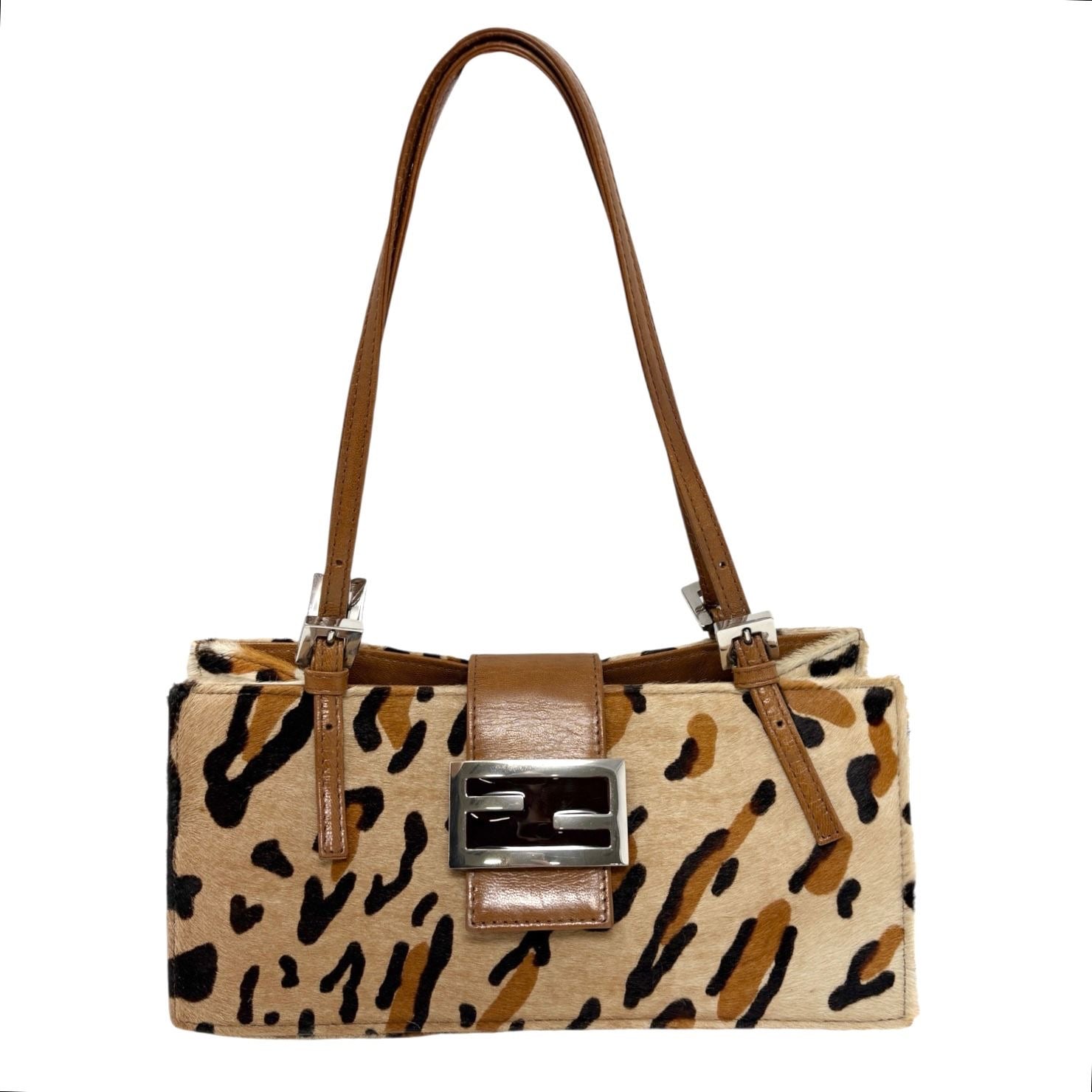 Fendi Leopard Print Calf-hair Top Handle Bag