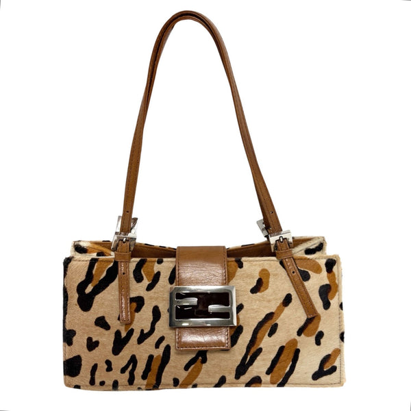 Fendi Leopard Print Calf-hair Top Handle Bag