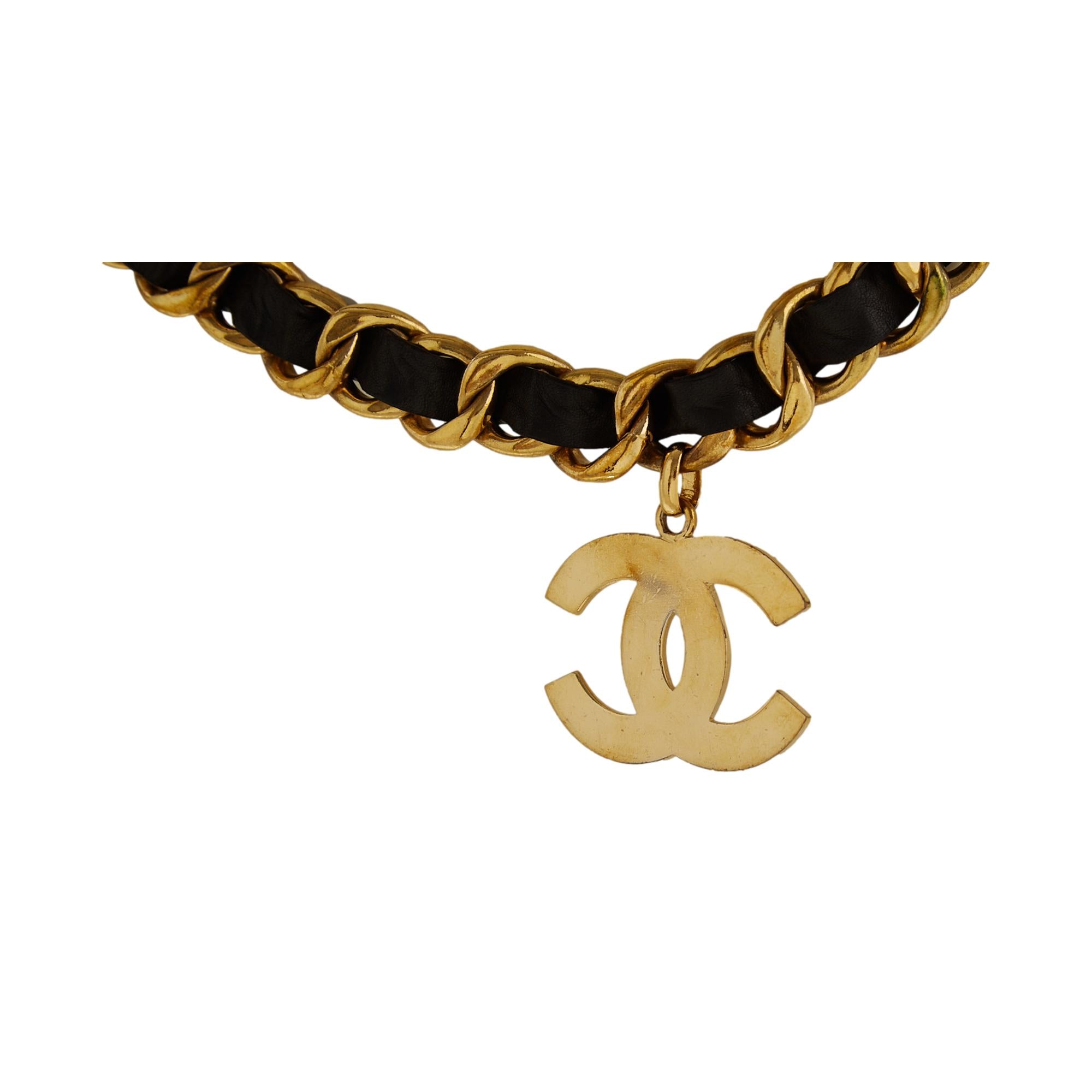 Chanel Black + Gold Jumbo Logo Chain Belt