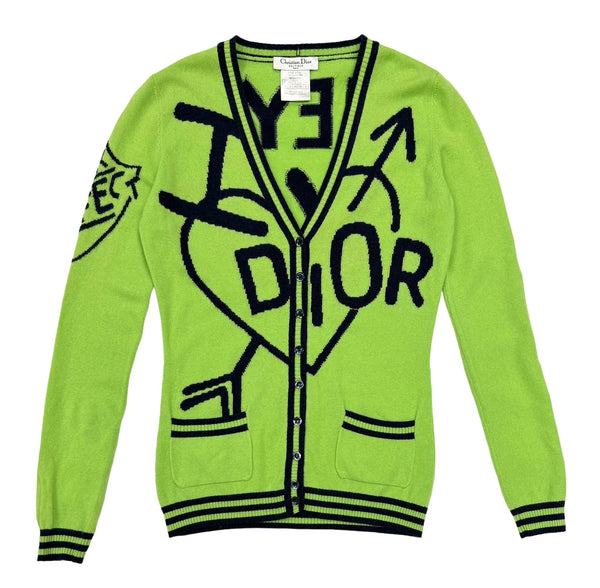 Dior Lime Green Logo Sweater Top