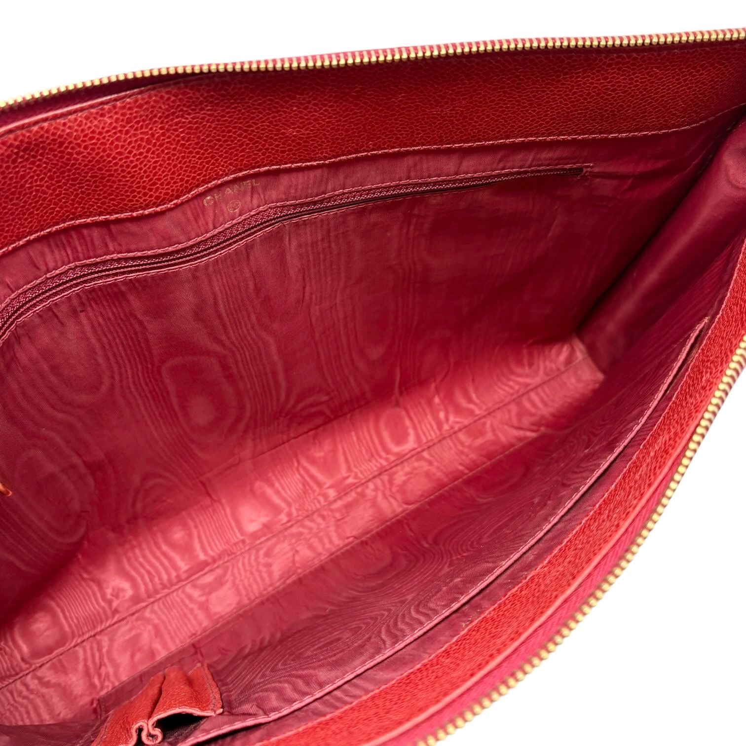 Chanel Red Caviar Oversized Clutch