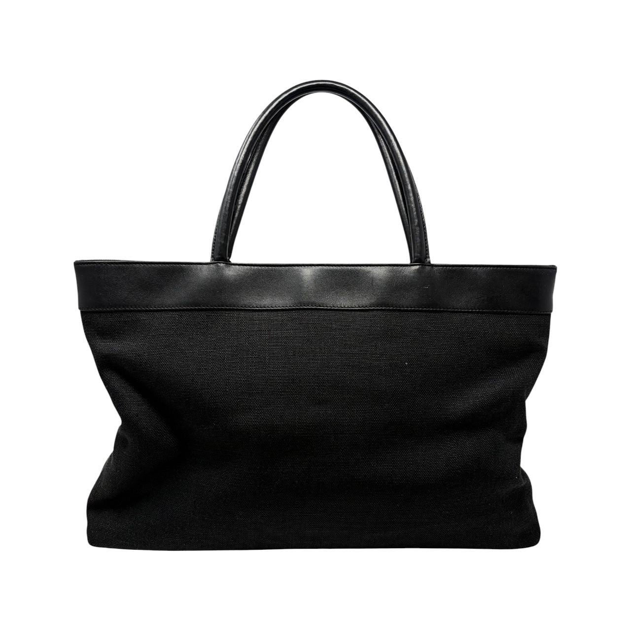 Chanel Black Canvas/Leather Shoulder Tote