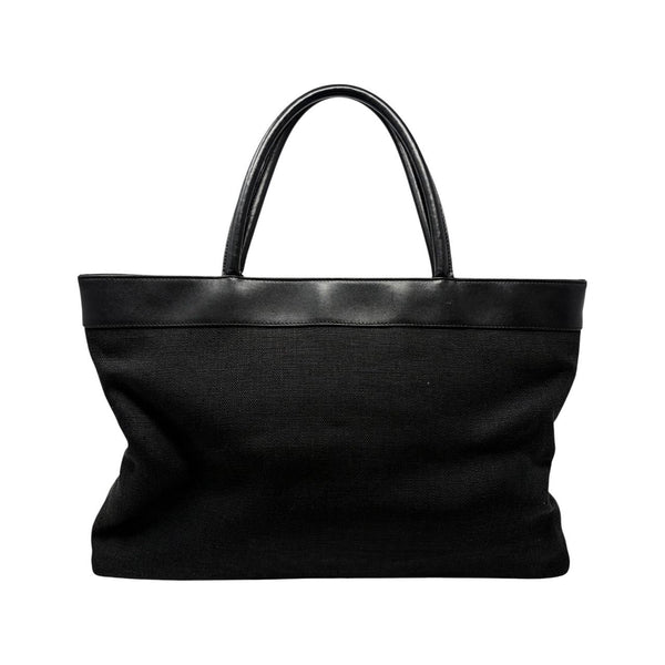 Chanel Black Canvas/Leather Shoulder Tote