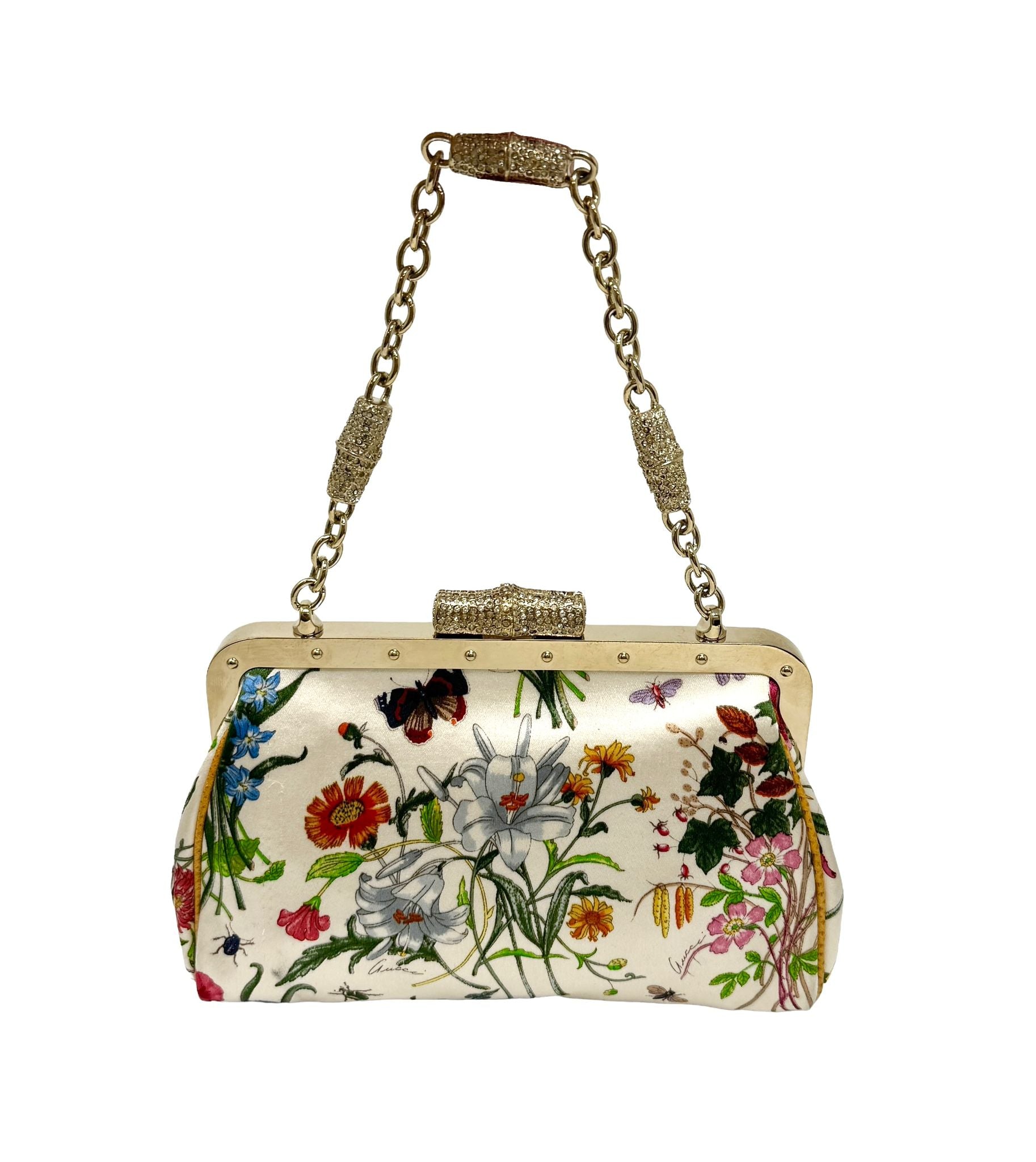 GUCCI Flora Shoulder Bag Flap Bag Purse HandBag Vintage Canvas Leather Auth  | eBay
