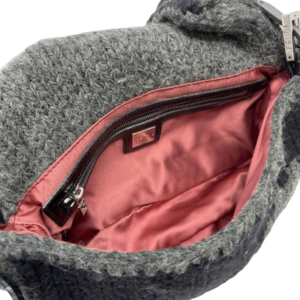 Fendi Grey Wool Pattern Baguette