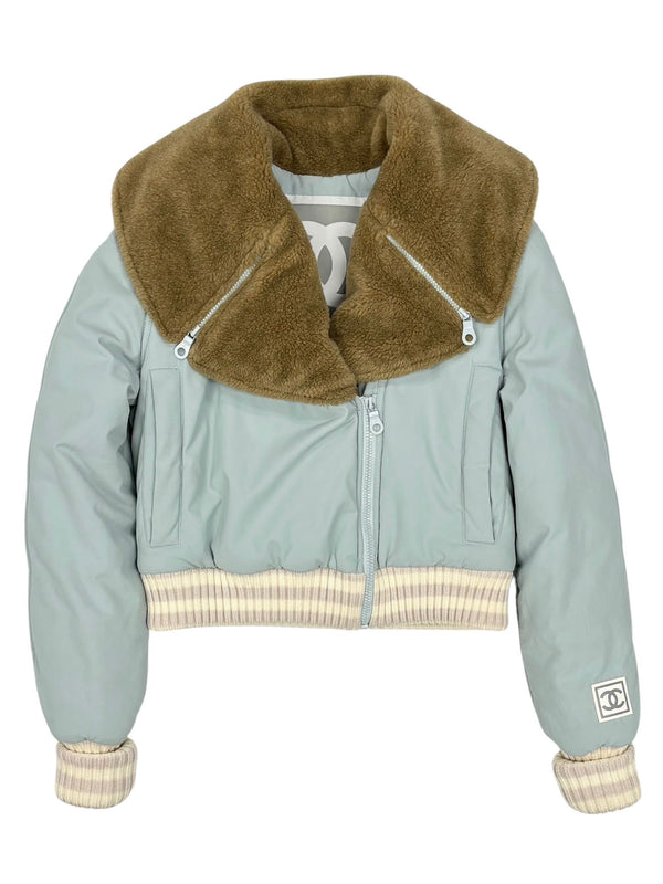 Chanel Baby Blue Cropped Winter Jacket