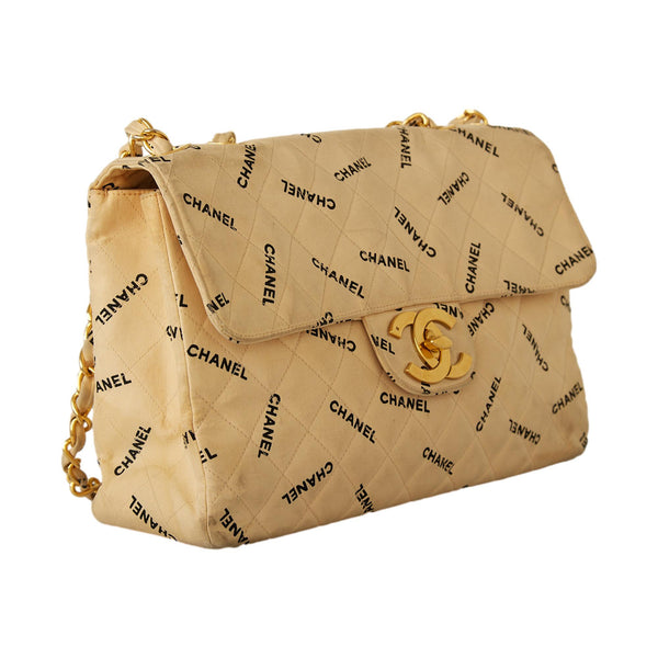 Chanel Beige XL Maxi Canvas Flap Bag