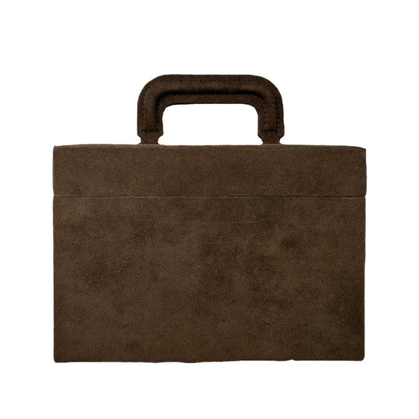 YSL Brown Suede Logo Box Bag