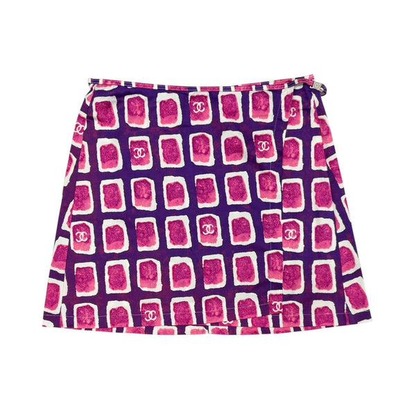Chanel Purple Print Wrap Skirt
