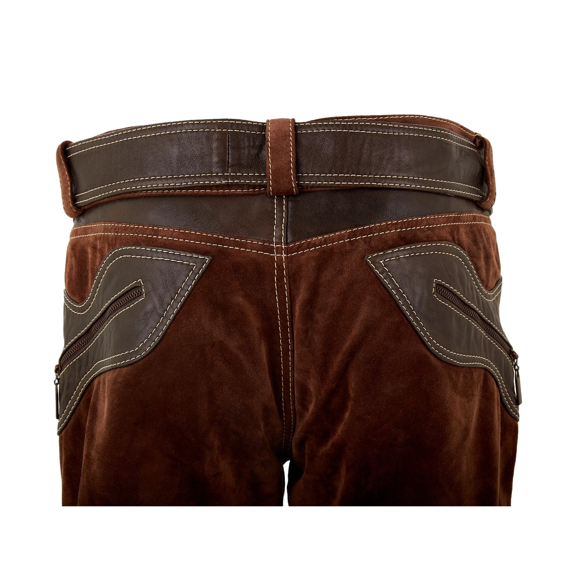 Just Cavalli Brown Suede Belted Pants