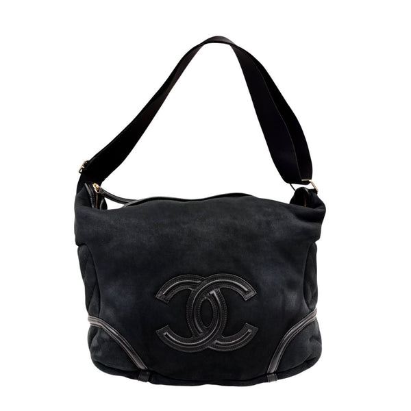 Chanel Black Shearling Large Messenger Bag