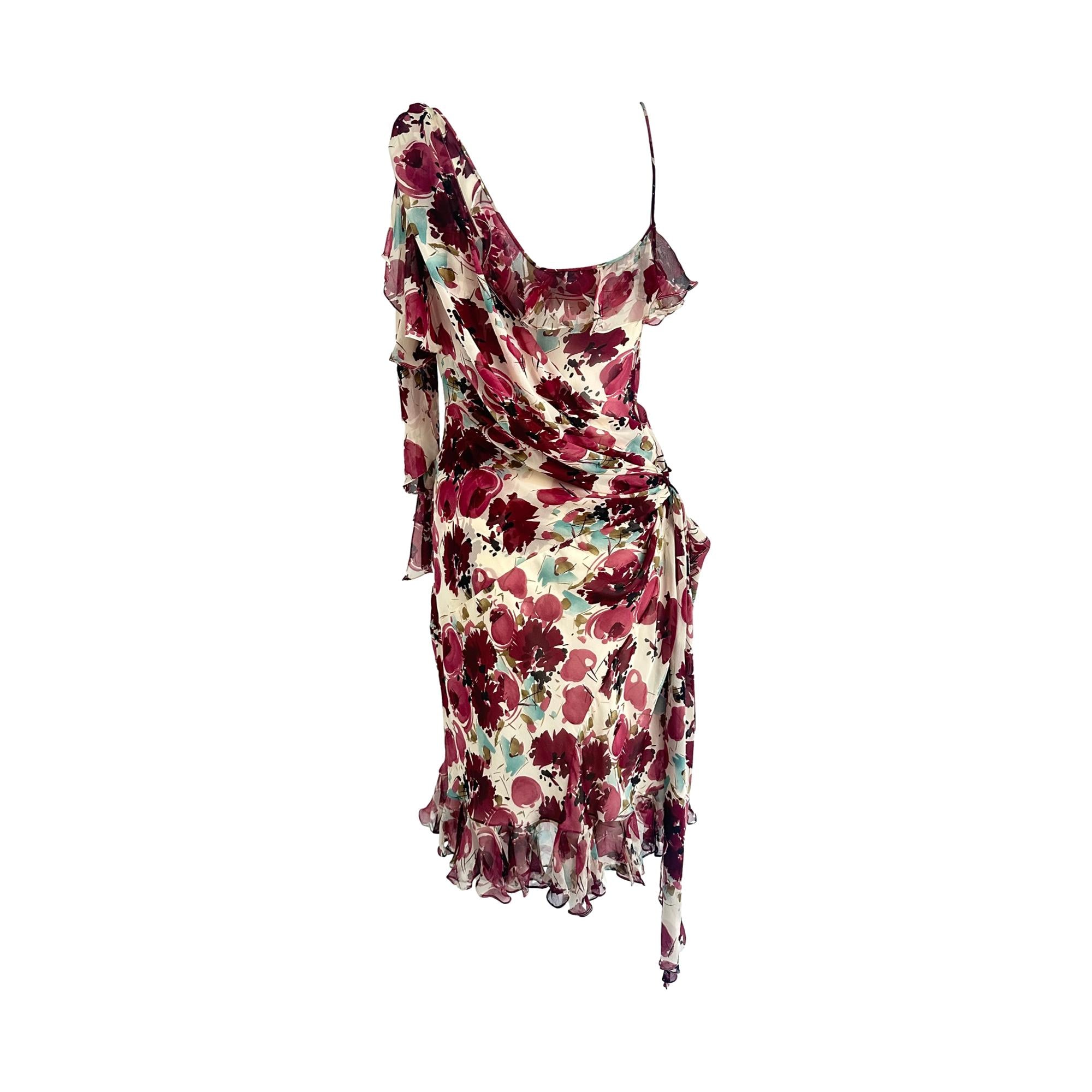 john galliano silk dress 2008 John Galliano 'Grey Gardens' Collection Floral Silk Bias-Cut Gown