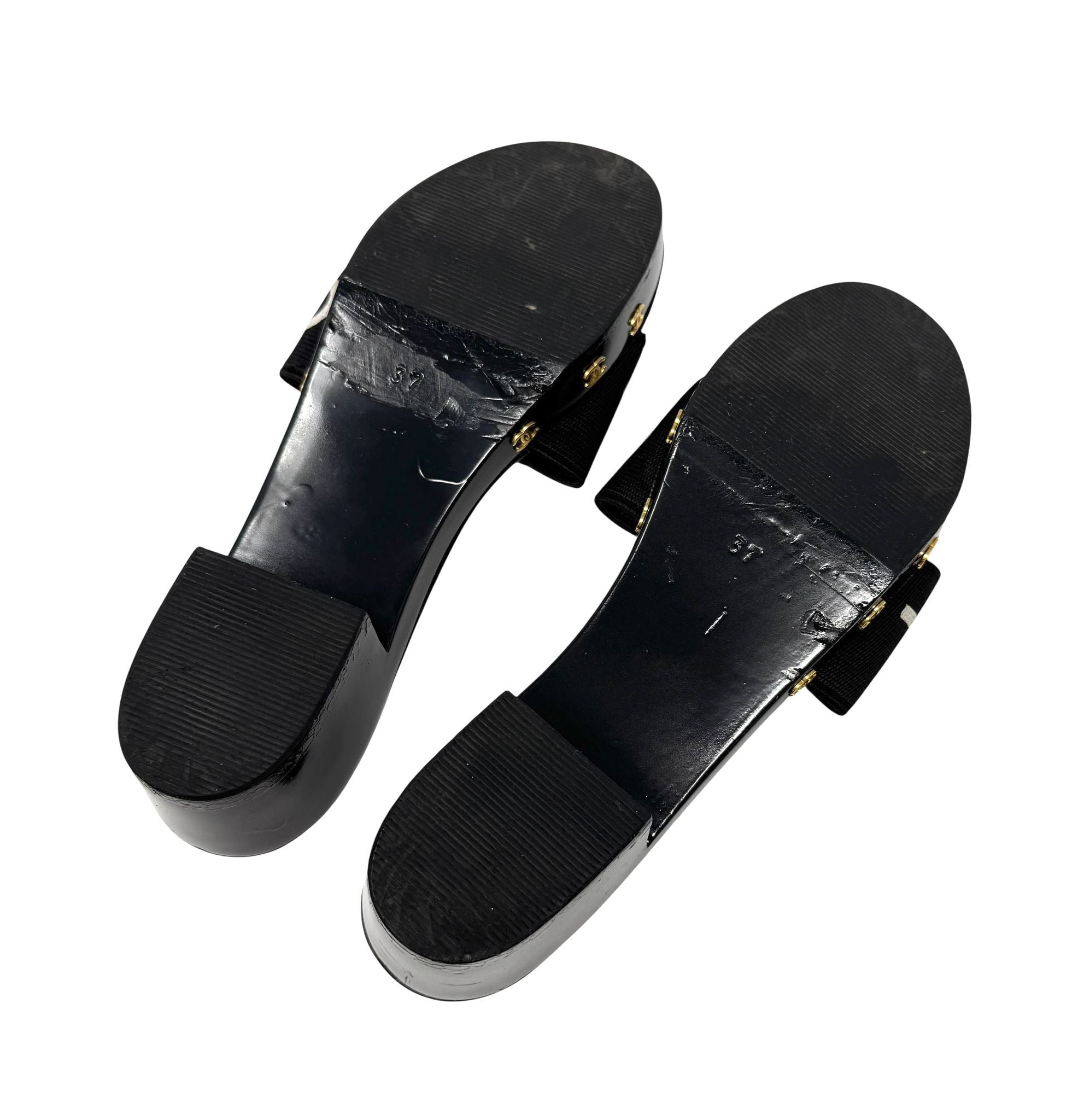 Chanel Black Woven Logo Platform Sandals – Treasures of NYC