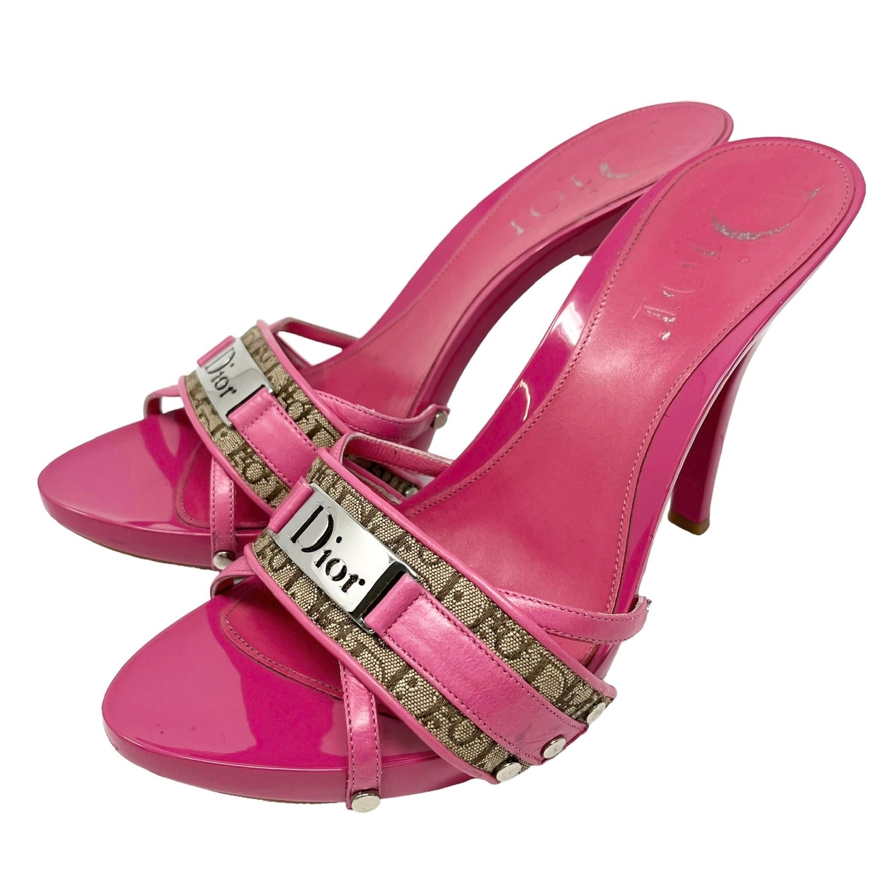 Dior Pink Logo Platform Heels