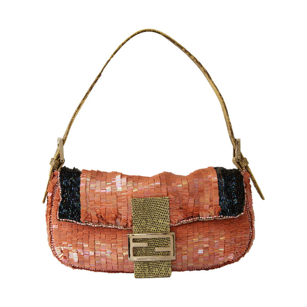 Fendi Peach Sequin Baguette Bag