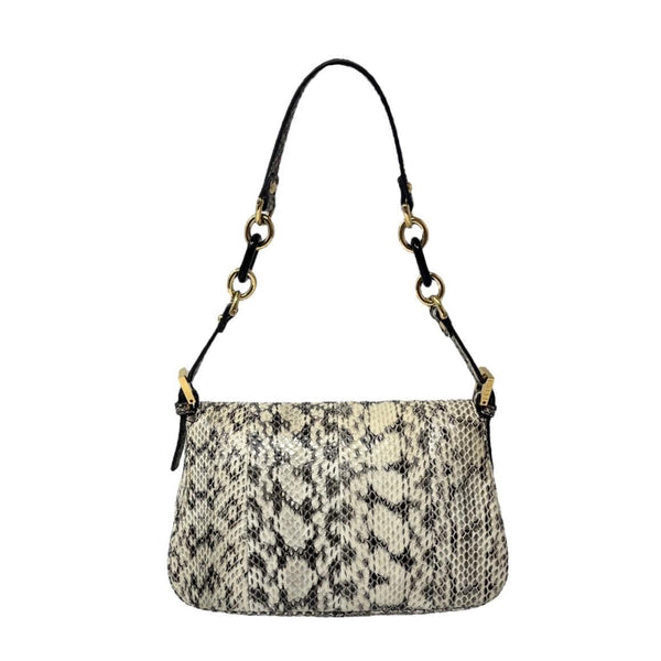 Fendi Grey Snakeskin Mini Mama Baguette Bag