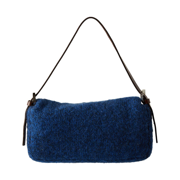 Fendi Blue Knit Baguette Bag