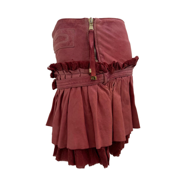 Roberto Cavalli Pink Leather Low Rise Skirt