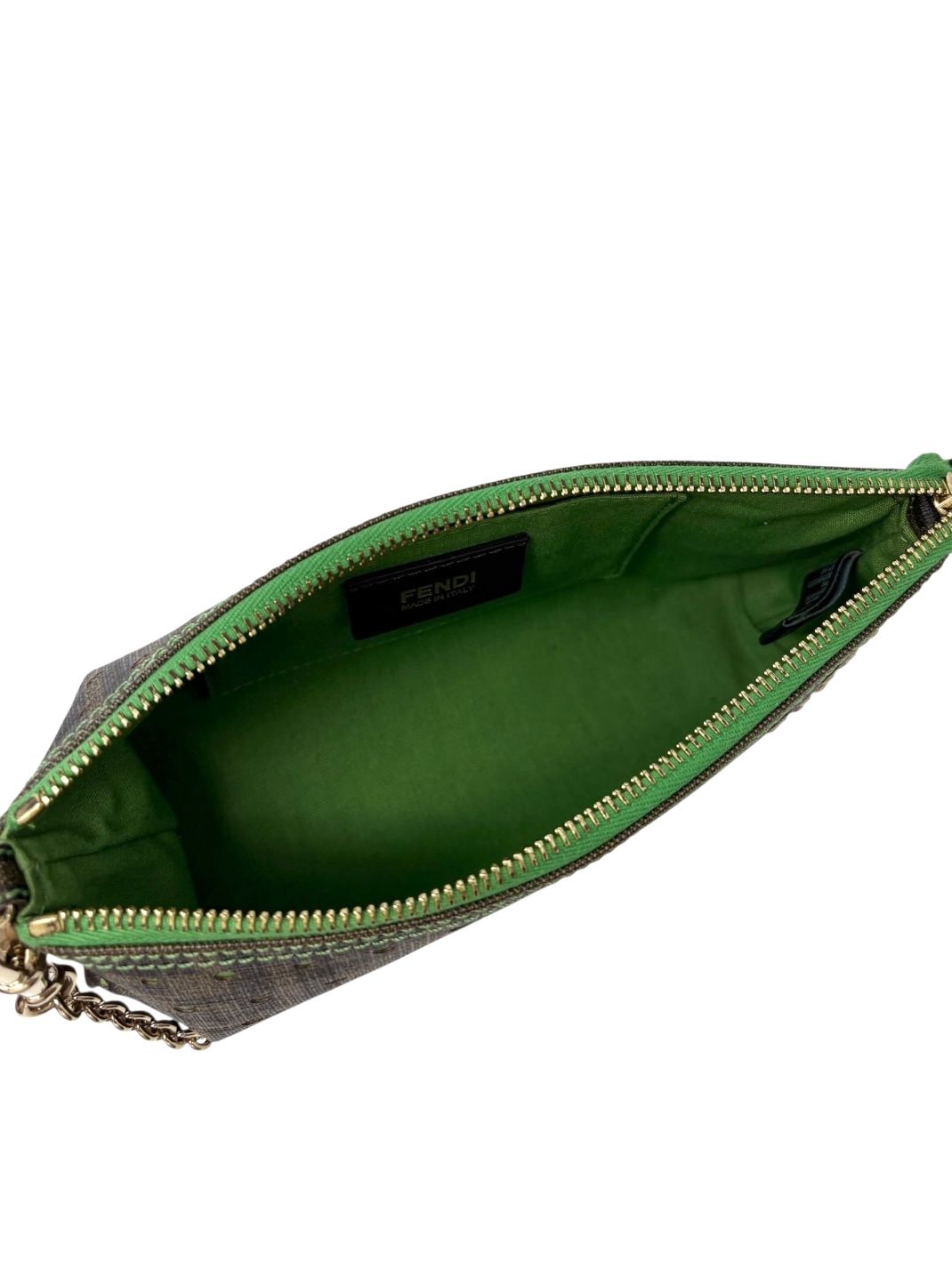 Fendi Brown + Green Polka Dot Bag