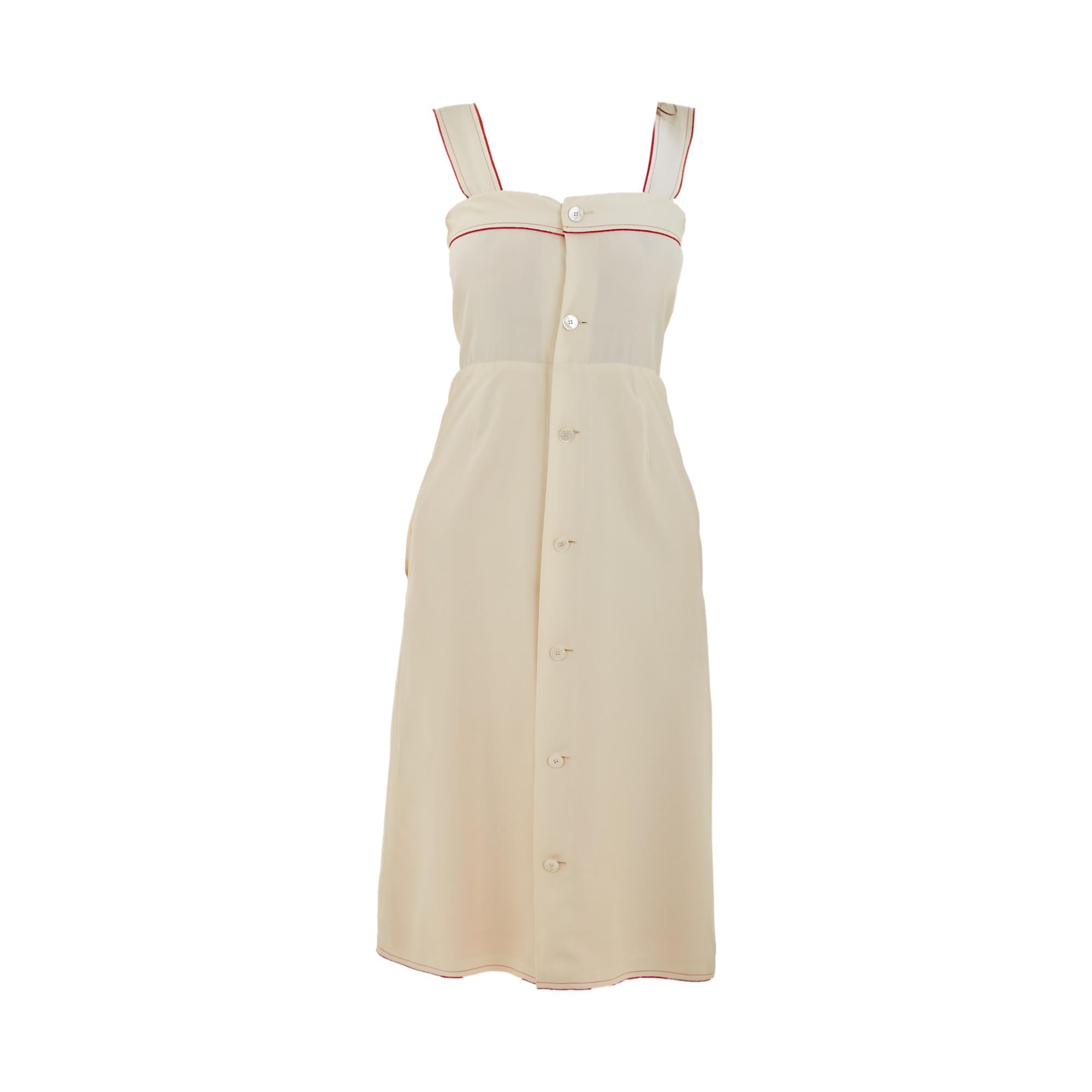 Chloé Cream Cotton Button Front Midi Dress