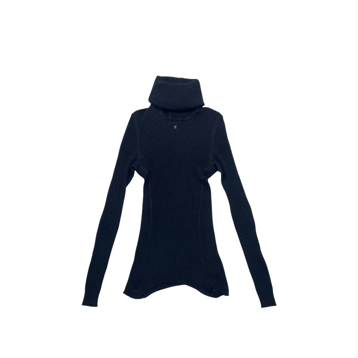 Chanel Black Logo Turtleneck Sweater